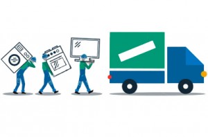 Image illustration of removal med loading a van